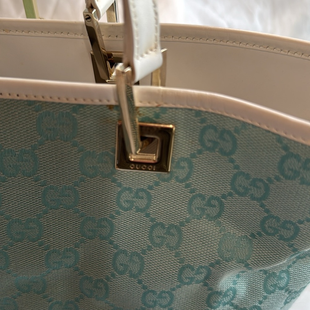 Gucci Guccissima Teal Canvas Tote - Picture 6 of 12